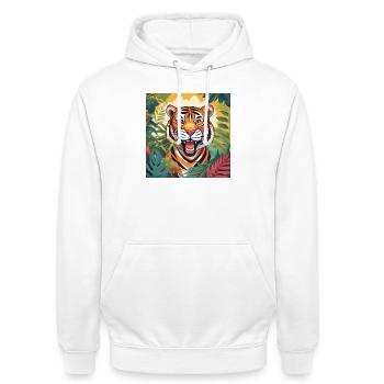 Lebendiger Dschungeltiger Illustration - Unisex Hoodie - Weiß - Vorne - AI Model Male 185 dark (185cm) & AI Model Female 172 dark (172cm)