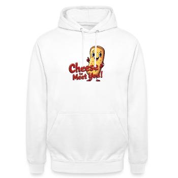 Cheese to Meet You! - Unisex Hoodie - Weiß - Vorne - AI Model Male 185 dark (185cm) & AI Model Female 172 dark (172cm)