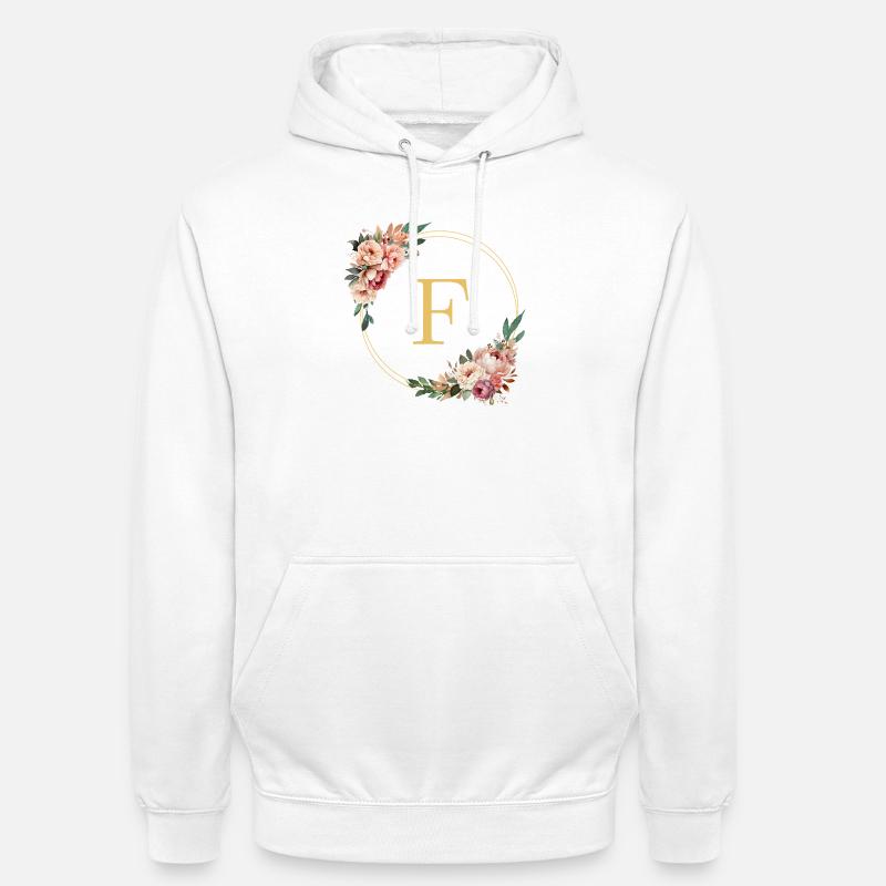 F Monogram, Couronne de fleurs, Personnalisable - Sweat-shirt à capuche unisexe - blanc