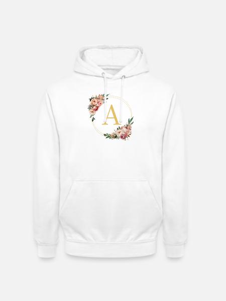 A Monogram, Flower Wreath, Personalizable - Unisex Hoodie - white