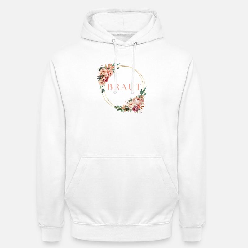 Team Braut! Blumenkranz Personalisierbar - Unisex Hoodie - Weiß
