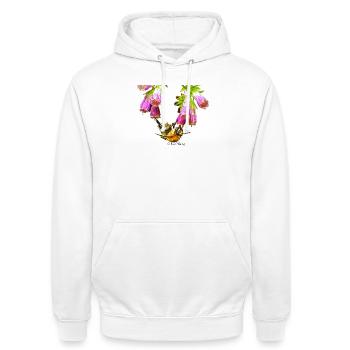 Mosaïque d’abeilles avec effet réaliste - Sweat-shirt à capuche unisexe - blanc - Devant - AI Model Male 185 dark (185cm) & AI Model Female 172 dark (172cm)