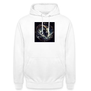 CAPRICORN / Zodiac - Unisex Hoodie - white - Front - AI Model Male 185 dark (185cm) & AI Model Female 172 dark (172cm)