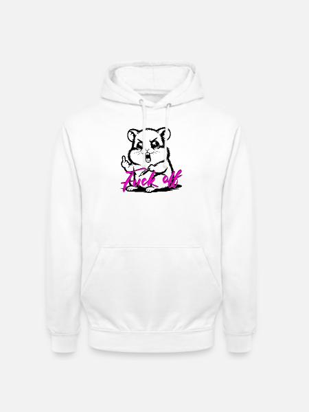 Funny Hamster *Fuck off* - Unisex Hoodie - Weiß