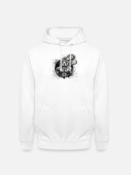 Tattoo Mastiff with chains WOOF - Unisex Hoodie - white