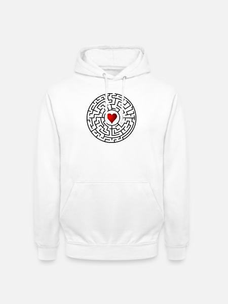 Rotes Herz im Dunkelkreis - Unisex Hoodie - Weiß