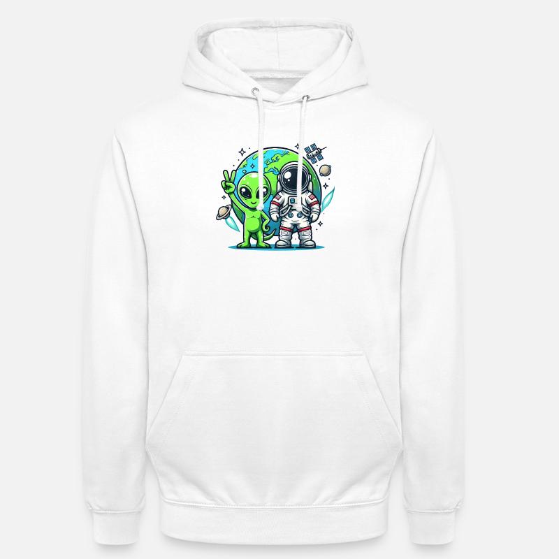 Astronautes extraterrestres dans l’espace - Sweat-shirt à capuche unisexe - blanc