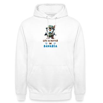 Manchot bavarois - Sweat-shirt à capuche unisexe - blanc - Devant - AI Model Male 185 dark (185cm) & AI Model Female 172 dark (172cm)