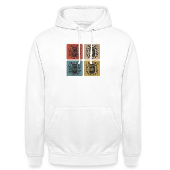 Design vintage de miel et d’abeilles - Sweat-shirt à capuche unisexe - blanc - Devant - AI Model Male 185 dark (185cm) & AI Model Female 172 dark (172cm)