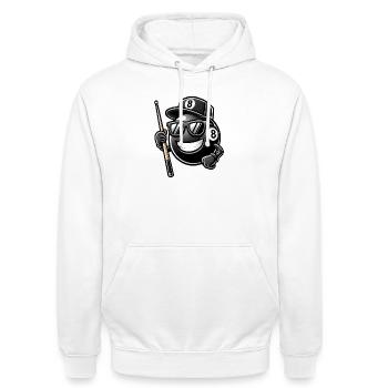 Cooles Billard 8-Ball Design - Unisex Hoodie - Weiß - Vorne - AI Model Male 185 dark (185cm) & AI Model Female 172 dark (172cm)
