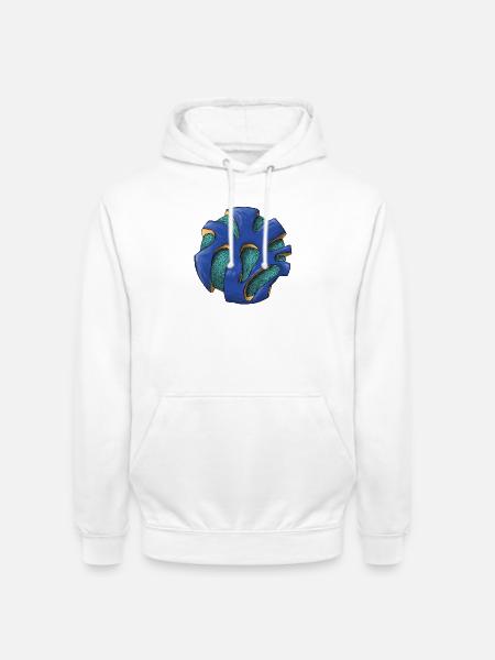 Blue Orb Frond Abstract Pattern - Unisex Hoodie - white