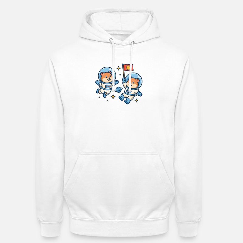 Hamsters astronautes - Sweat-shirt à capuche unisexe - blanc