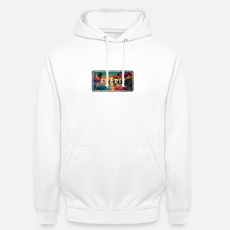 Agadir, Maroc, Sun Drift Design - Sweat-shirt à capuche unisexe - blanc