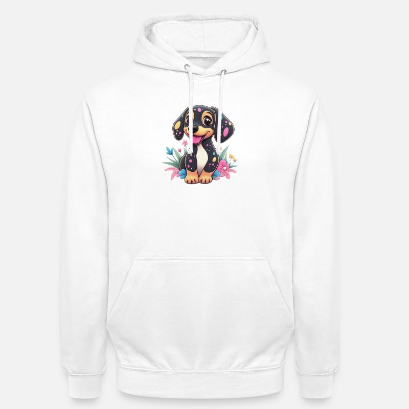 Entzückender Dackel Stickstil - Unisex Hoodie - Weiß