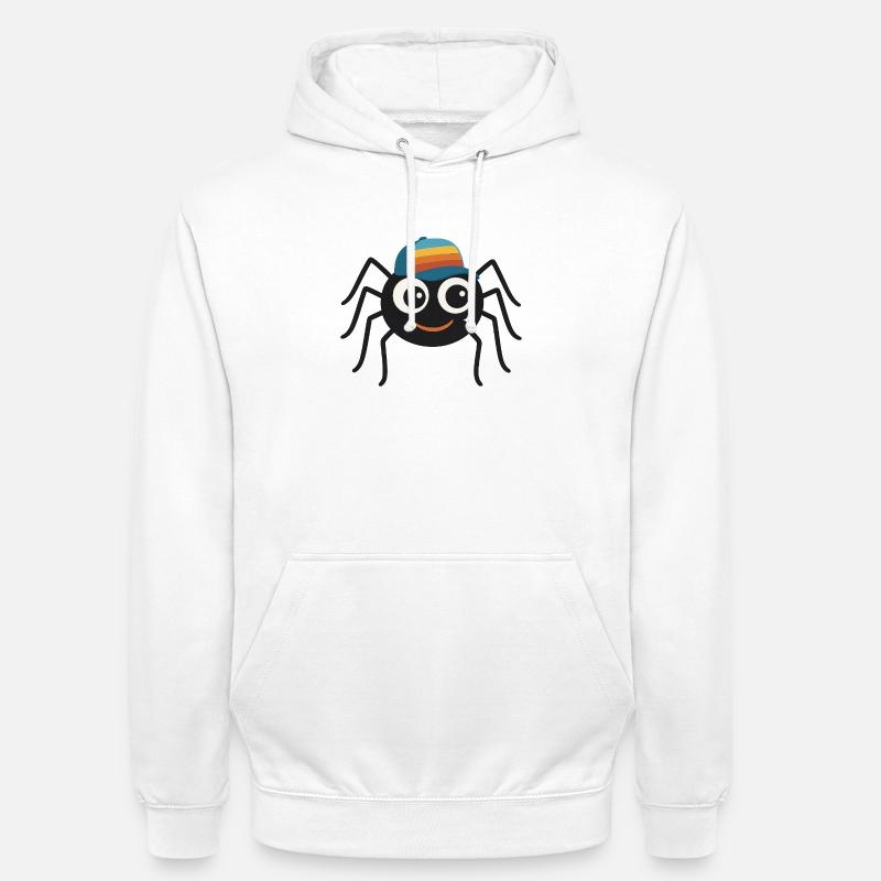 Cool spider with retro cap – cute & cheeky - Unisex Hoodie - white