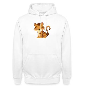 Tiger - Unisex Hoodie - Weiß - Vorne - AI Model Male 185 dark (185cm) & AI Model Female 172 dark (172cm)