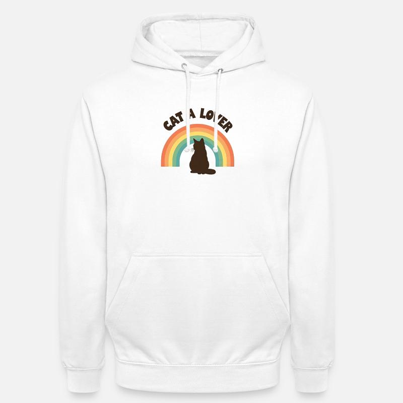Regenbogen Liebe Katze - Unisex Hoodie - Weiß