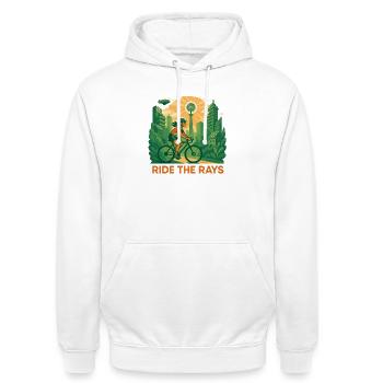 Ride the Rays - Unisex Hoodie - white - Front - AI Model Male 185 dark (185cm) & AI Model Female 172 dark (172cm)