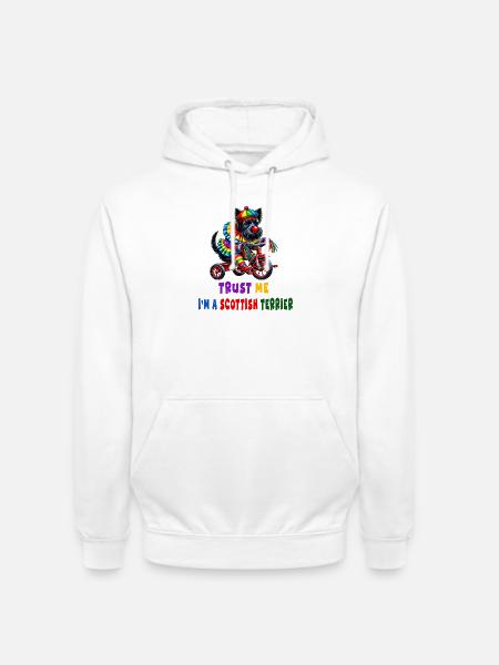 Clown Terrier on Tricycle - Unisex Hoodie - white