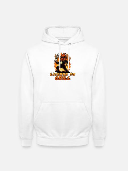 Licence to Grill Flaming Chef - Unisex Hoodie - white