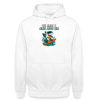 Total Jawsome Surf Shark - Unisex Hoodie - Weiß - Vorne - AI Model Male 185 dark (185cm) & AI Model Female 172 dark (172cm)