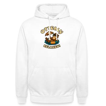 Entspannter Otter in der Sonne - Unisex Hoodie - Weiß - Vorne - AI Model Male 185 dark (185cm) & AI Model Female 172 dark (172cm)