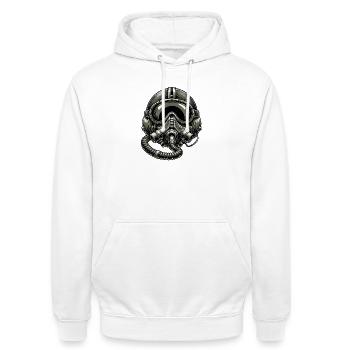 Vintage Pilot Helmet - Unisex Hoodie - white - Front - AI Model Male 185 dark (185cm) & AI Model Female 172 dark (172cm)