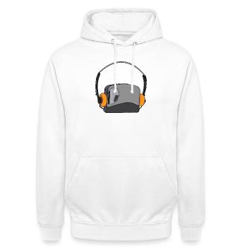 Cool Portable Cassette Audio Player - Unisex Hoodie - white - Front - AI Model Male 185 dark (185cm) & AI Model Female 172 dark (172cm)