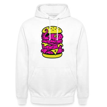 Monster Burger in Pop Art Style - Unisex Hoodie - white - Front - AI Model Male 185 dark (185cm) & AI Model Female 172 dark (172cm)