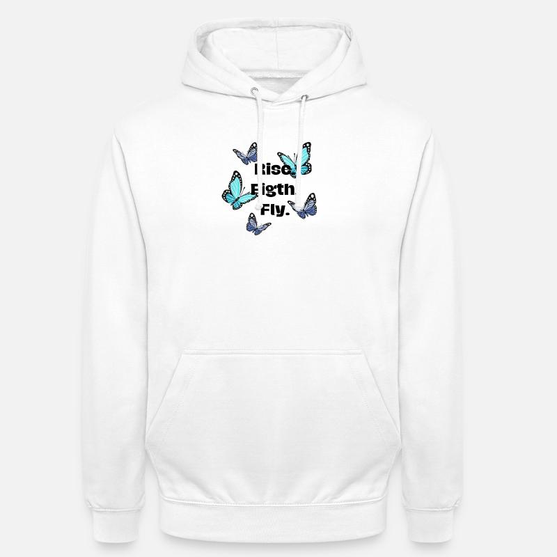 Se lever. Se battre. Mouche - Papillon - Sweat-shirt à capuche unisexe - blanc