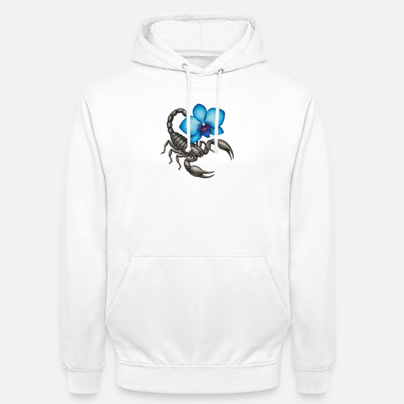 Skorpion mit blauer Orchidee - Unisex Hoodie - Weiß