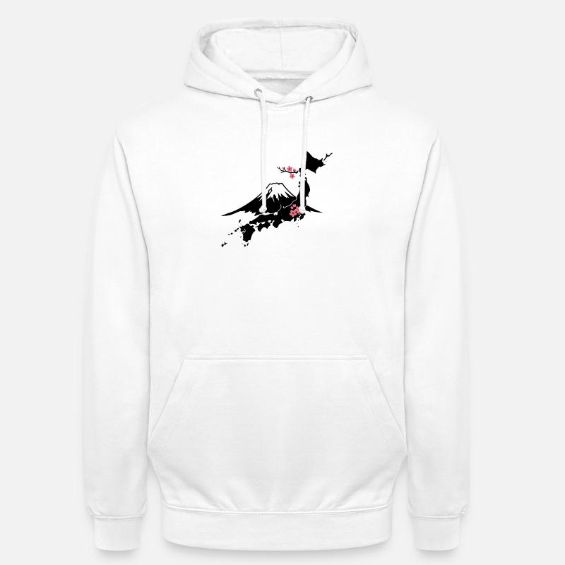 Mont Fuji avec fleurs de cerisier - Sweat-shirt à capuche unisexe - blanc