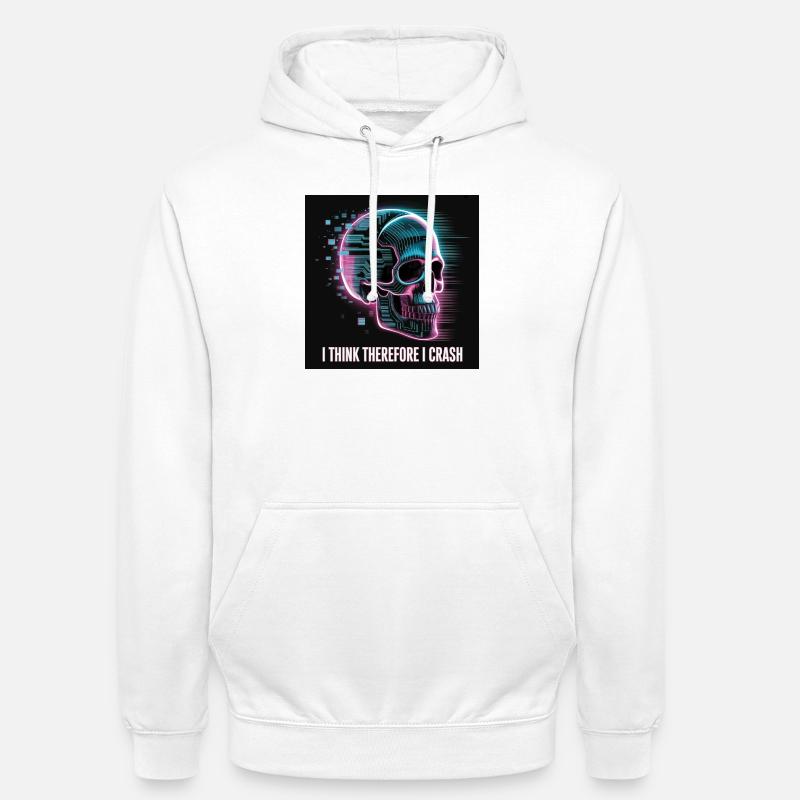 Cyberpunk Totenschädel mit digitalem Glitch - Unisex Hoodie - Weiß