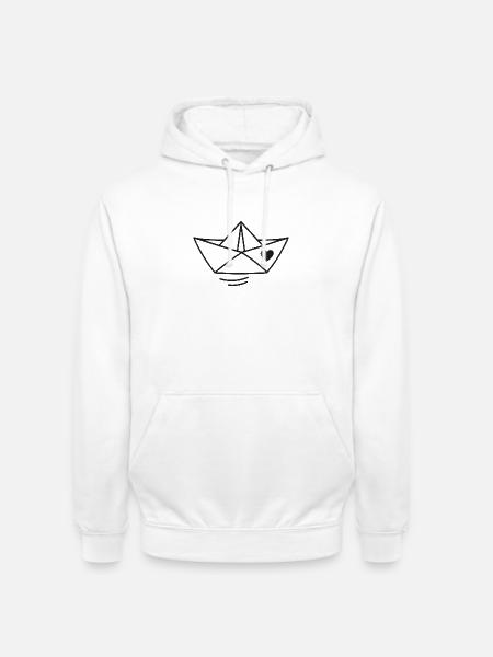 Herz Papierboot Illustration - Unisex Hoodie - Weiß