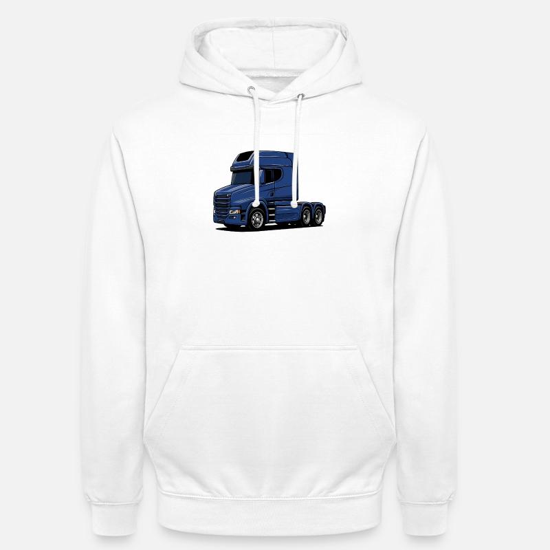 Illustration de style camion bleu - Sweat-shirt à capuche unisexe - blanc