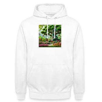 Garden Dragon in Oriental Fantasy Style - Unisex Hoodie - white - Front - AI Model Male 185 dark (185cm) & AI Model Female 172 dark (172cm)