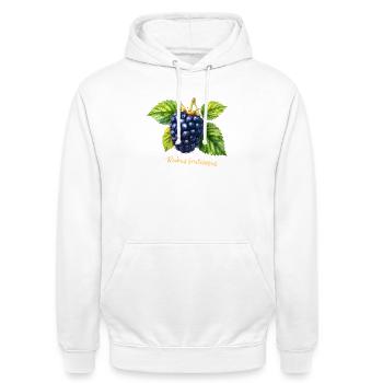 Brombeere – Botanisches Aquarell im Vintage-Stil - Unisex Hoodie - Weiß - Vorne - AI Model Male 185 dark (185cm) & AI Model Female 172 dark (172cm)