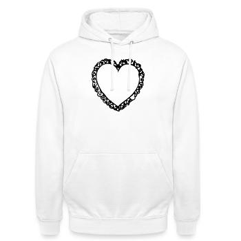 Heart | Herz mit markantem Rand (Vectorgraphic) - Unisex Hoodie - Weiß - Vorne - AI Model Male 185 dark (185cm) & AI Model Female 172 dark (172cm)