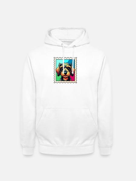 Buntes Hundeporträt im Pop-Art Stil - Unisex Hoodie - Weiß