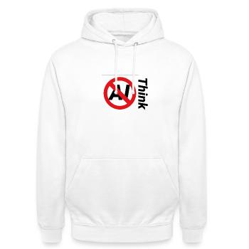 Minimalist Forbidden Text Illustration - Unisex Hoodie - white - Front - AI Model Male 185 dark (185cm) & AI Model Female 172 dark (172cm)