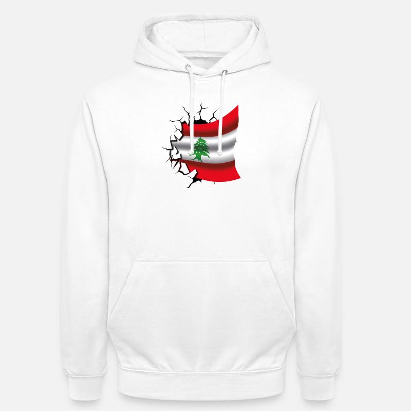 Drapeau du Liban - Drapeau Broken Design - Sweat-shirt à capuche unisexe - blanc