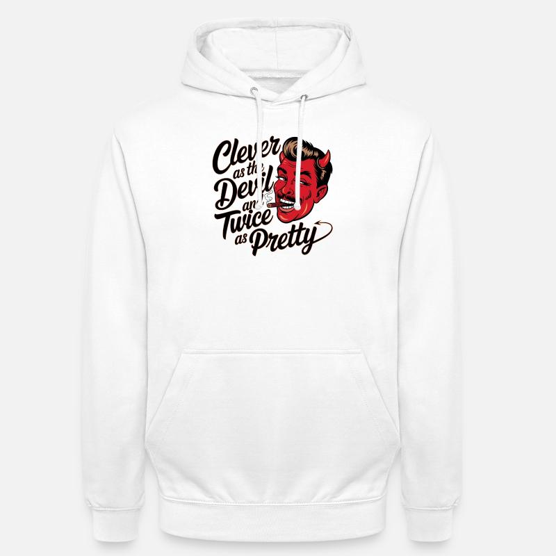Naughty devil with cigar and charm - Unisex Hoodie - white