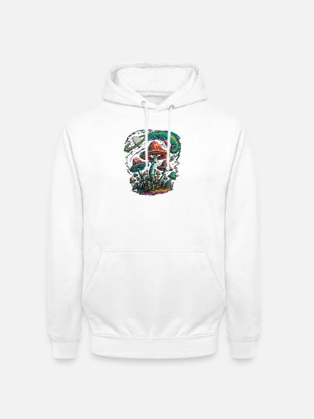 Psychedelic Cosmic Mushrooms Artwork - Unisex Hoodie - white