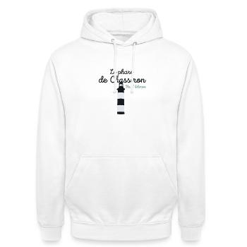 Ile d'Oléron phare de Chassiron - Sweat-shirt à capuche unisexe - blanc - Devant - AI Model Male 185 dark (185cm) & AI Model Female 172 dark (172cm)