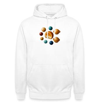 Solar System Dessert - A Whimsical Treat - Unisex Hoodie - white - Front - AI Model Male 185 dark (185cm) & AI Model Female 172 dark (172cm)