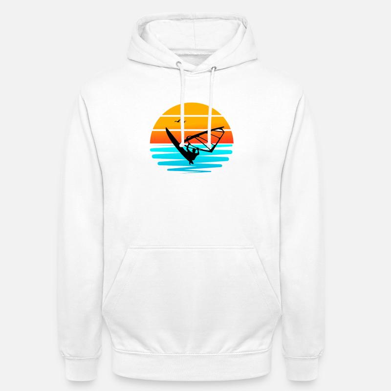 Windsurf au Coucher de Soleil - Sweat-shirt à capuche unisexe - blanc