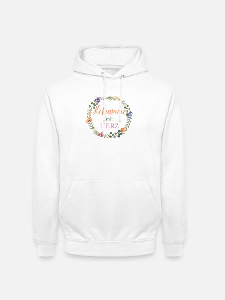 Hebamme mit Herz - florales Design -  - Unisex Hoodie - Weiß