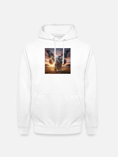 Mosaic elephant wing at sunset - Unisex Hoodie - white