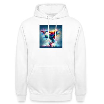 Danse urbaine aux couleurs explosives - Sweat-shirt à capuche unisexe - blanc - Devant - AI Model Male 185 dark (185cm) & AI Model Female 172 dark (172cm)