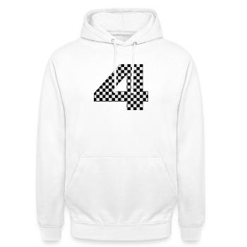 Checkerboard Number 4 Design - Unisex Hoodie - white - Front - AI Model Male 185 dark (185cm) & AI Model Female 172 dark (172cm)